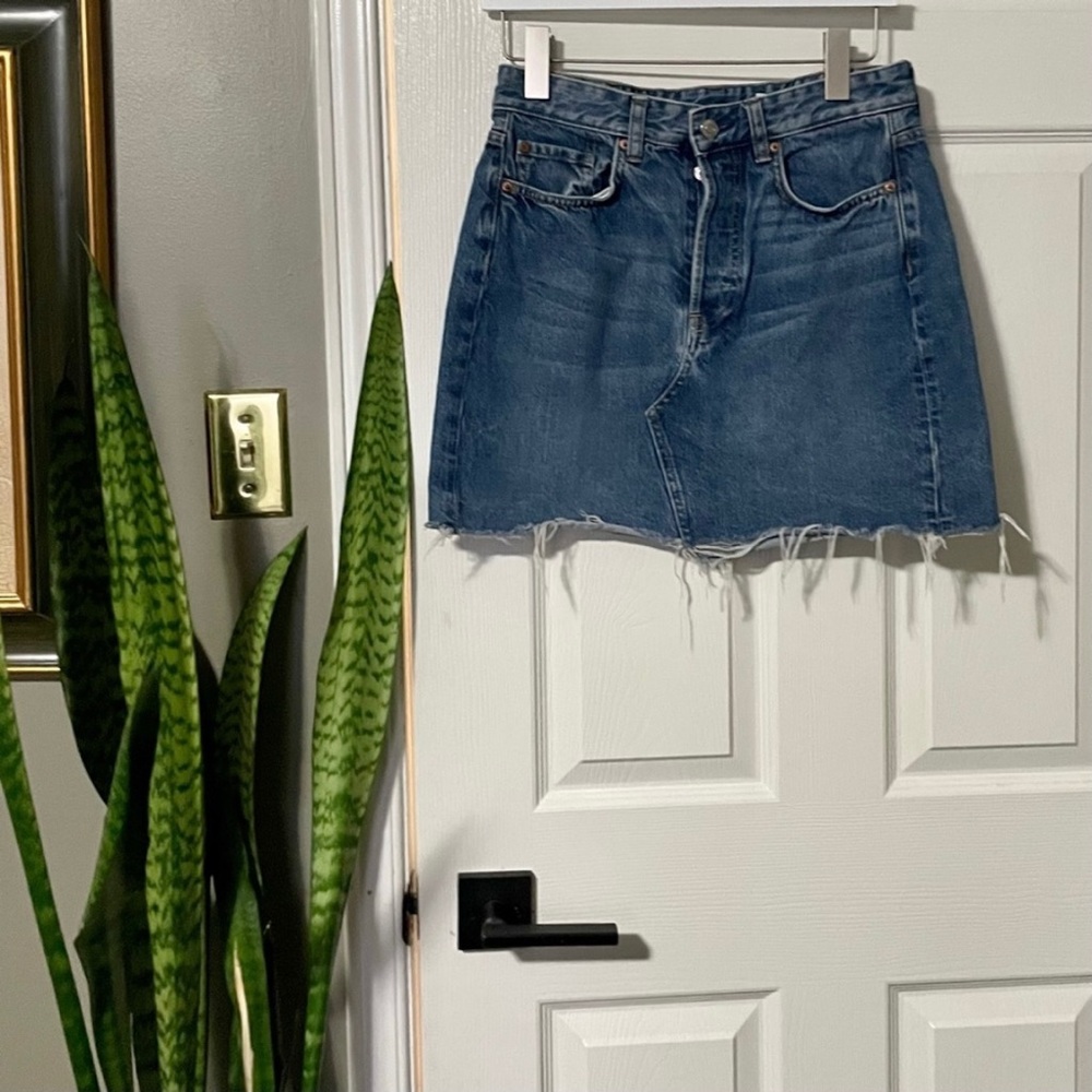 H&M Denim Mini Skirt with Raw Hem